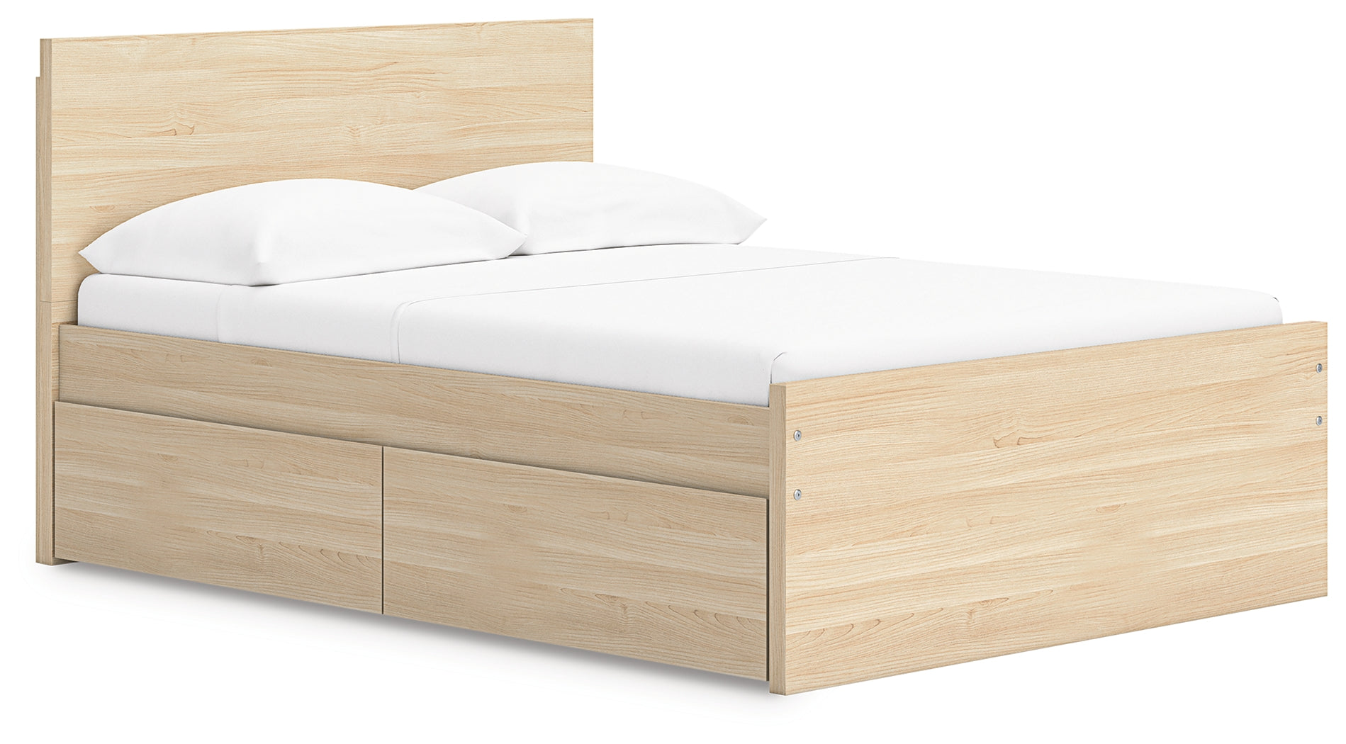 Onita Natural Full Panel Platform Bed with 1 Side Storage