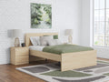 Onita Natural Full Panel Platform Bed with 1 Side Storage