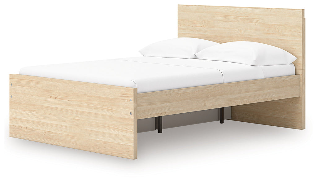 Onita Natural Full Panel Platform Bed with 1 Side Storage