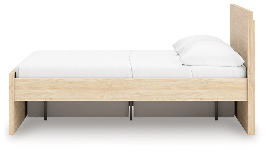 Onita Natural Full Panel Platform Bed with 1 Side Storage
