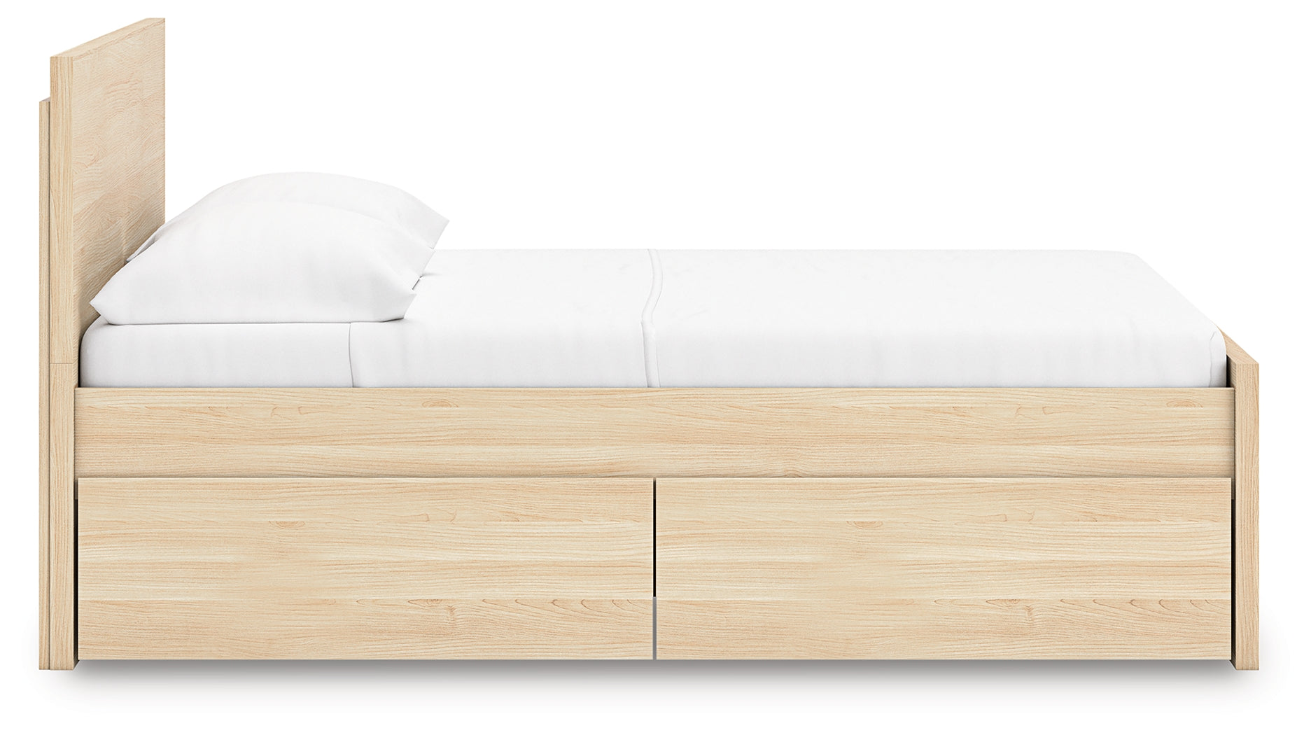 Onita Natural Full Panel Platform Bed with 1 Side Storage