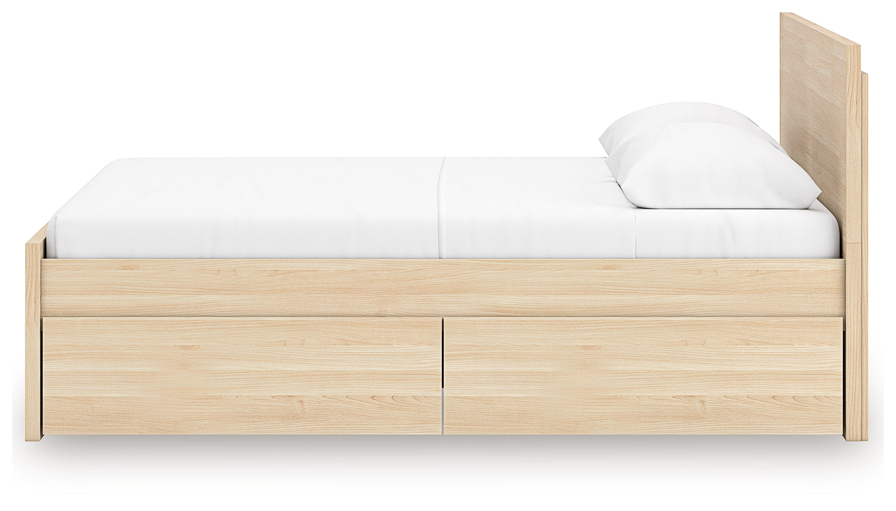 Onita Natural Full Panel Platform Bed with 2 Side Storage