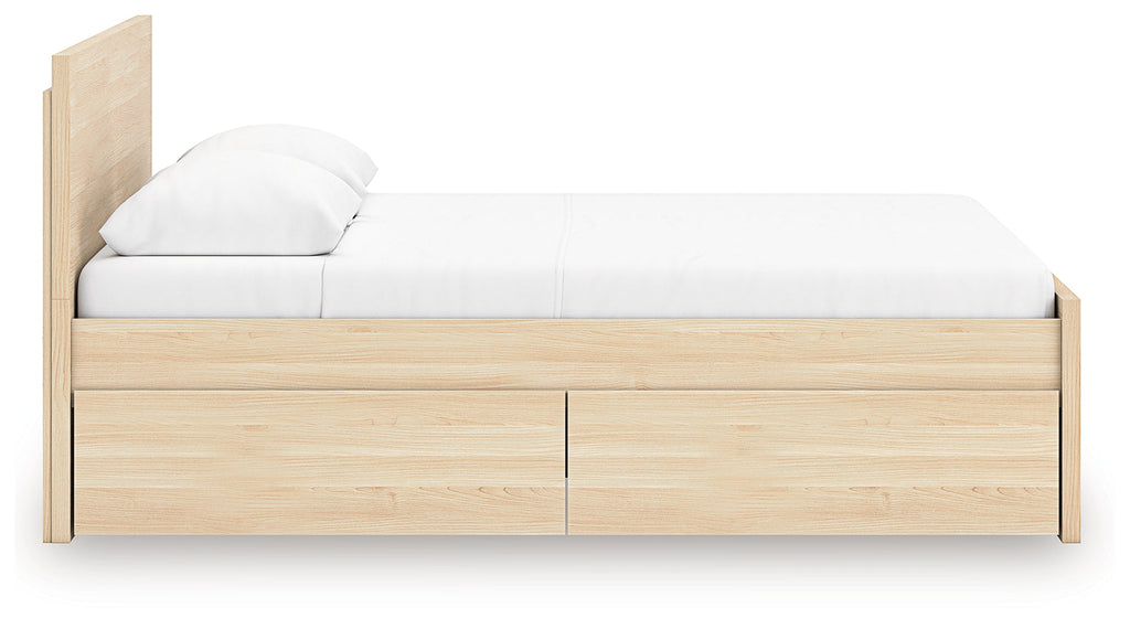 Onita Natural Full Panel Platform Bed with 2 Side Storage