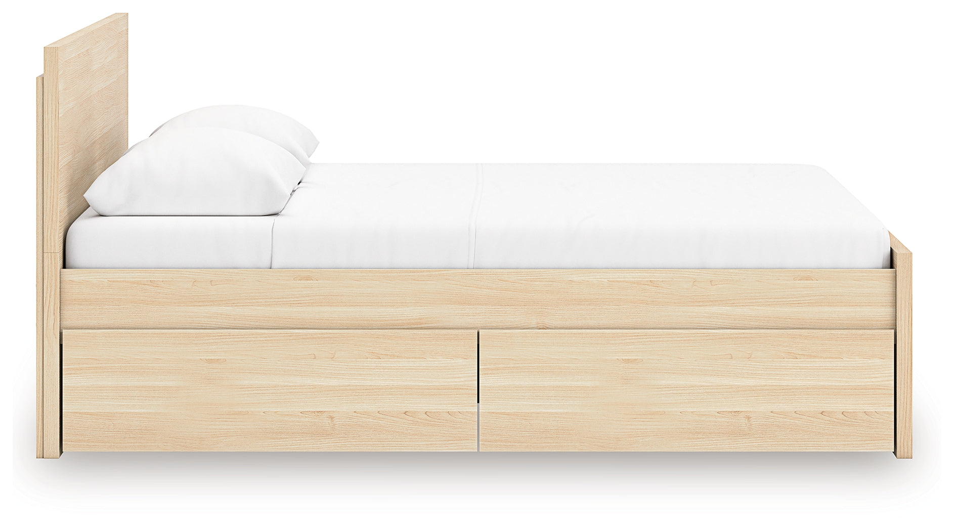 Onita Natural Full Panel Platform Bed with 2 Side Storage