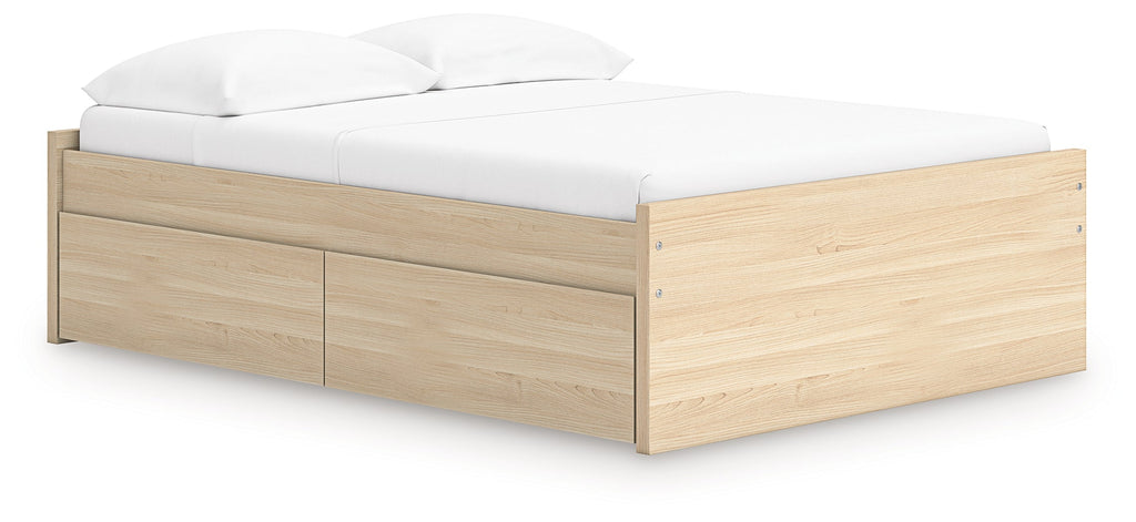 Onita Natural Full Platform Bed with 1 Side Storage