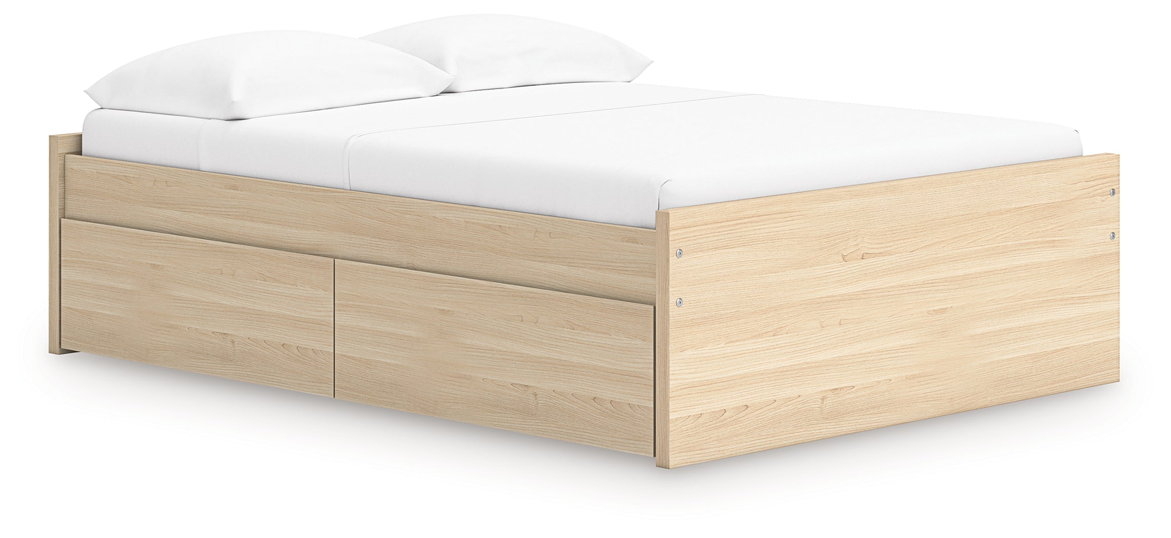 Onita Natural Full Platform Bed with 1 Side Storage
