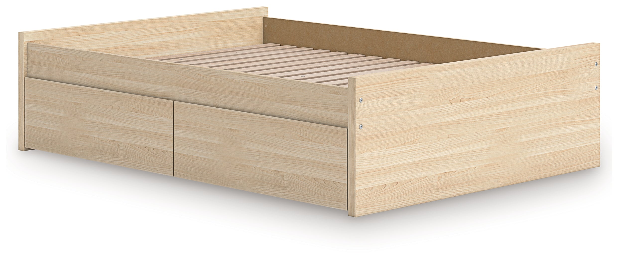 Onita Natural Full Platform Bed with 1 Side Storage