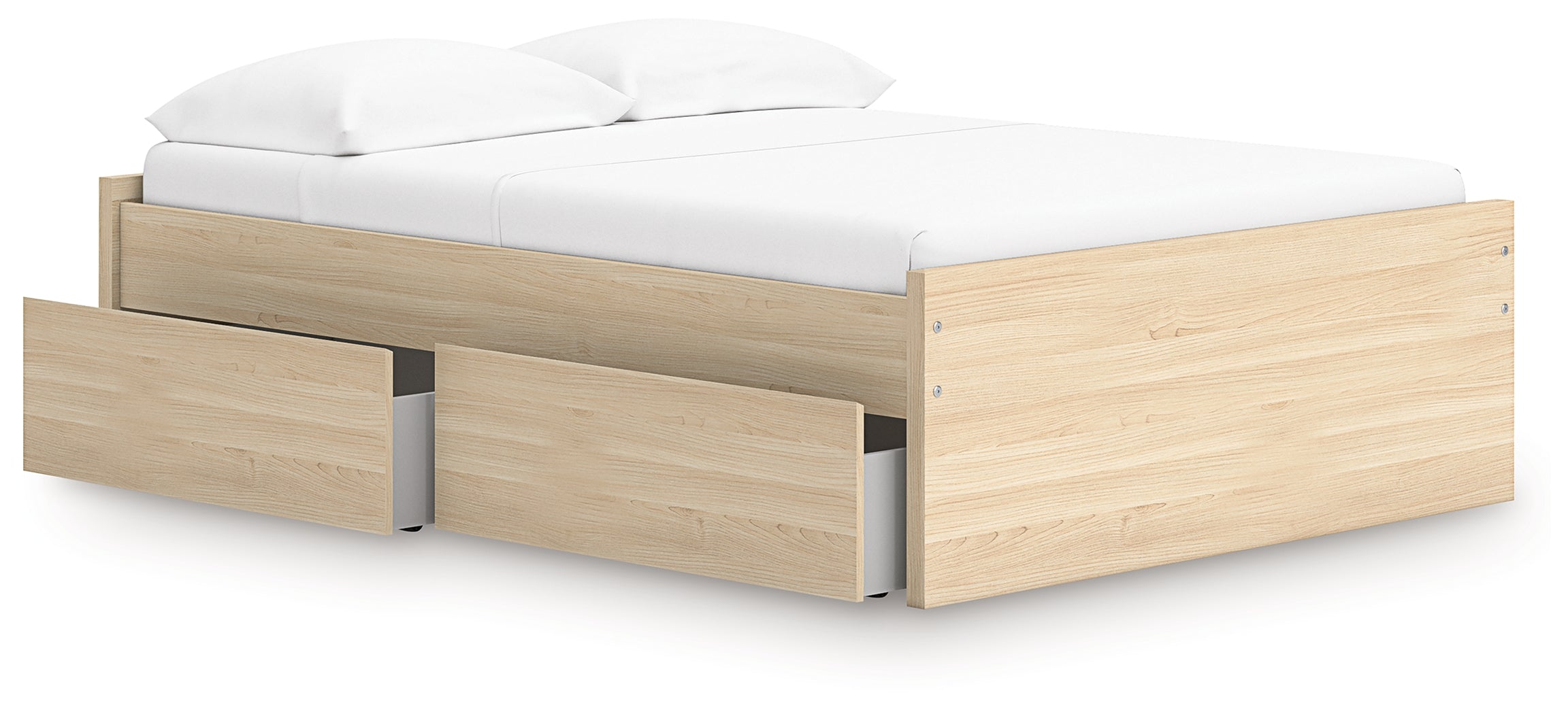 Onita Natural Full Platform Bed with 1 Side Storage