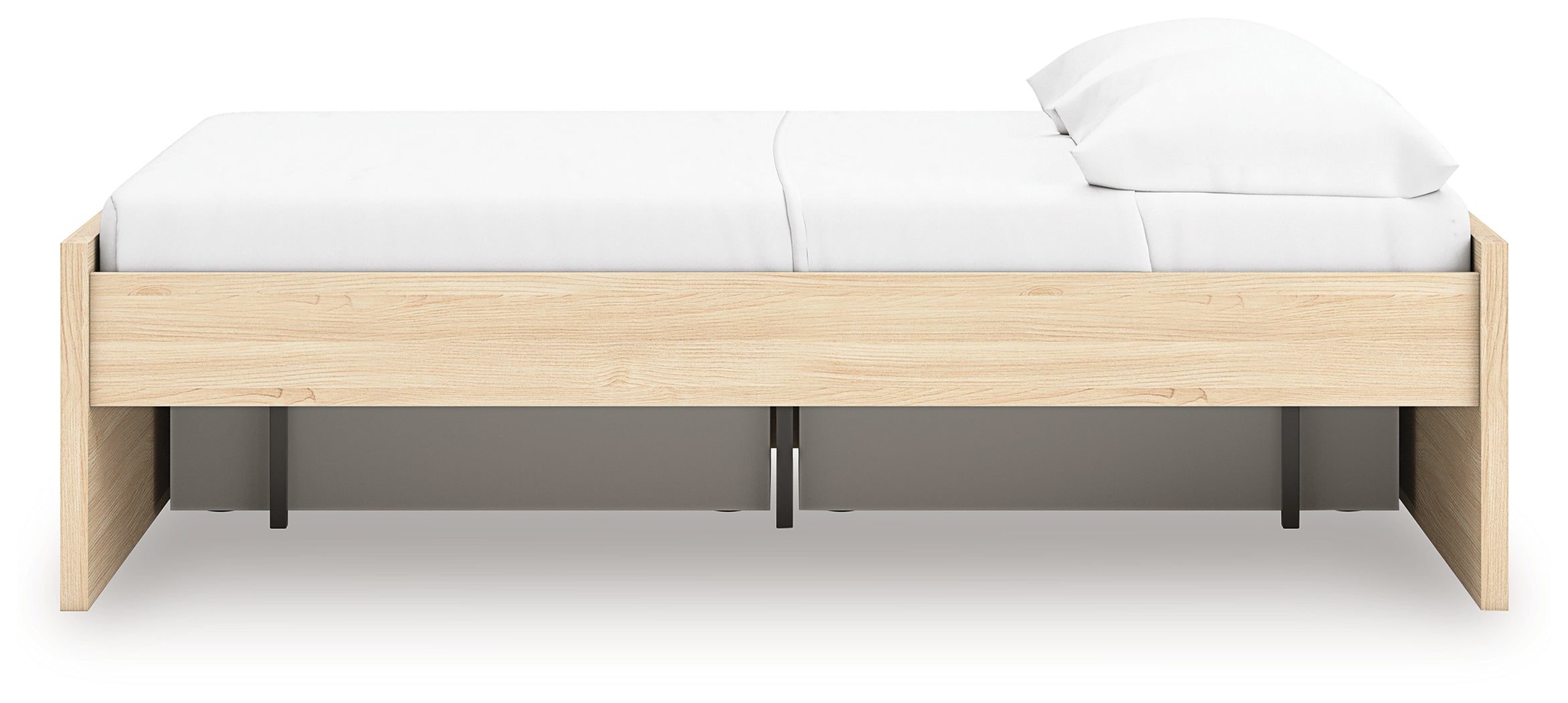 Onita Natural Full Platform Bed with 1 Side Storage