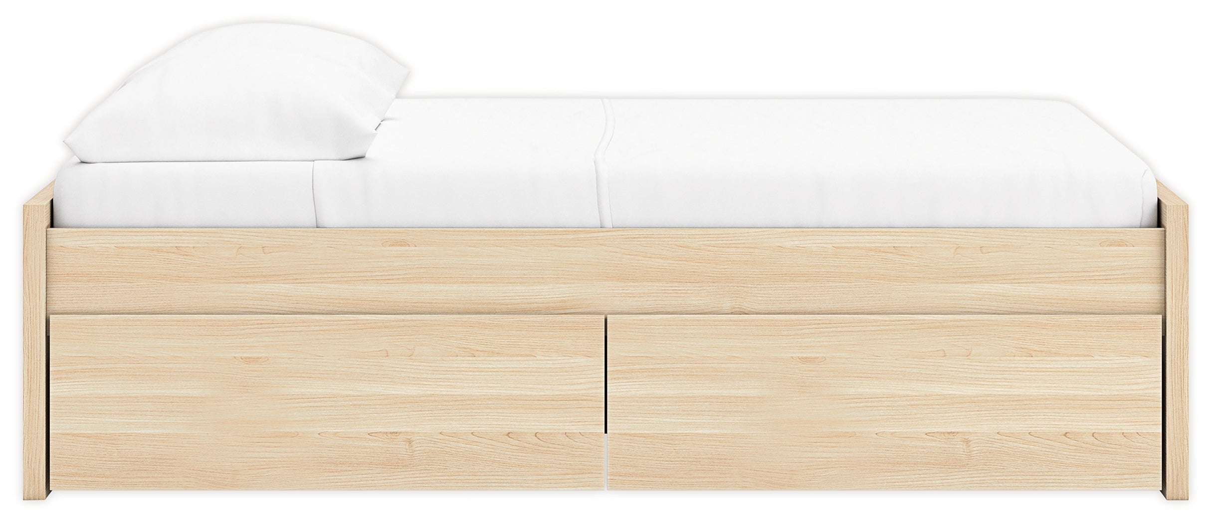 Onita Natural Full Platform Bed with 1 Side Storage