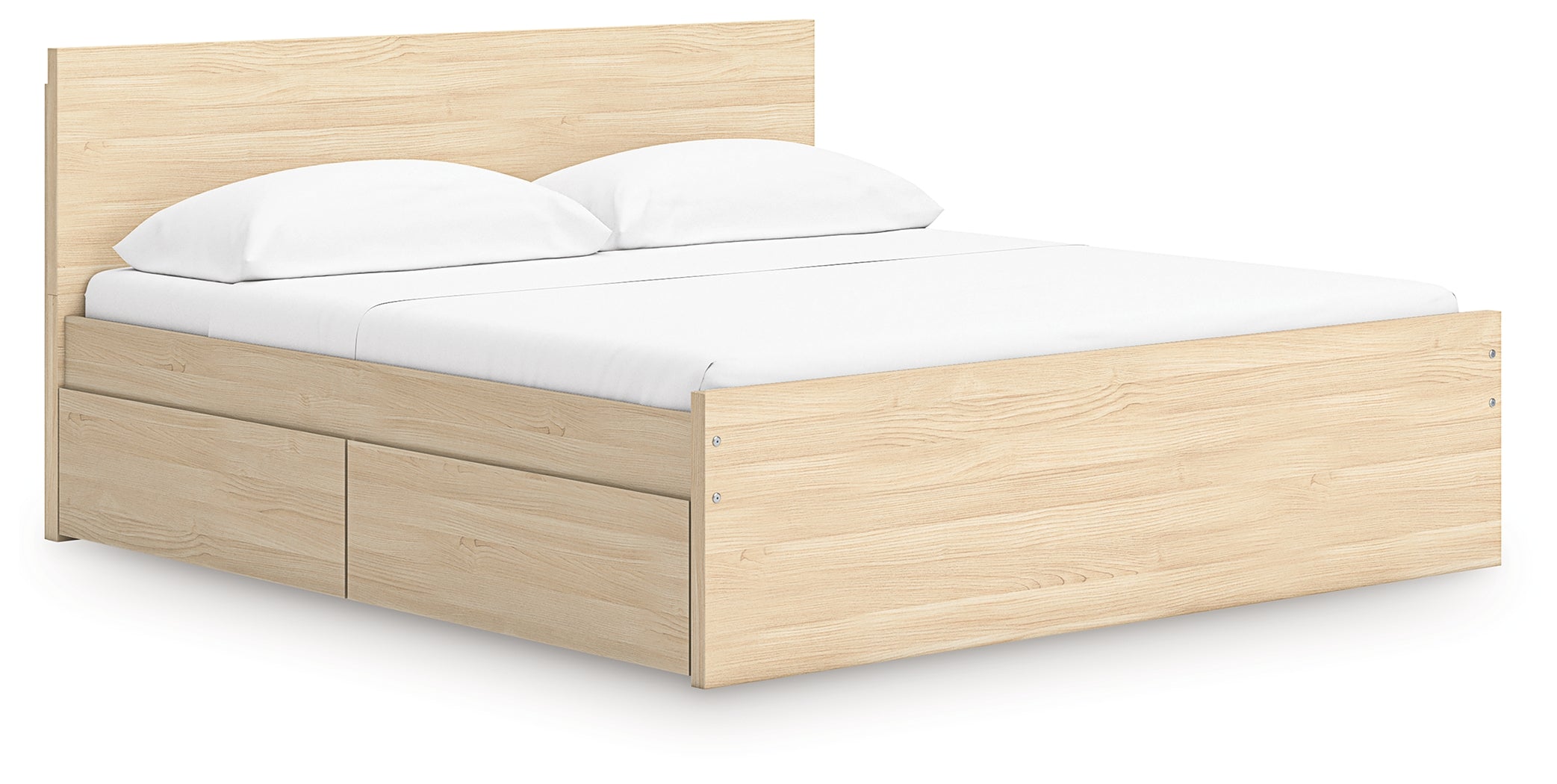 Onita Natural King Panel Platform Bed with 2 Side Storage