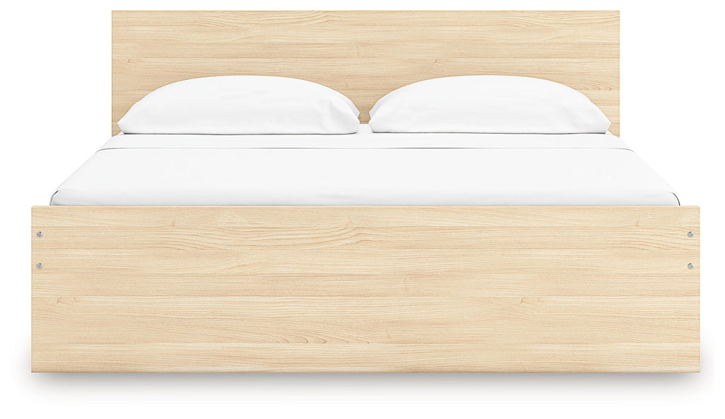 Onita Natural King Panel Platform Bed with 2 Side Storage