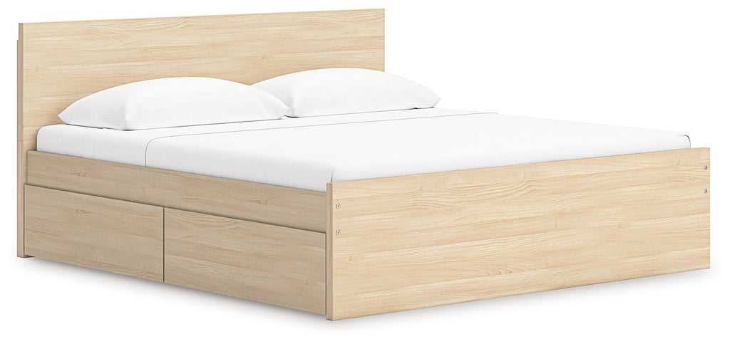 Onita Natural King Panel Platform Bed with Storage