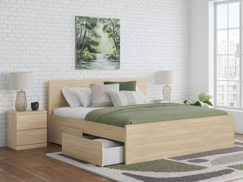 Onita Natural King Panel Platform Bed with Storage