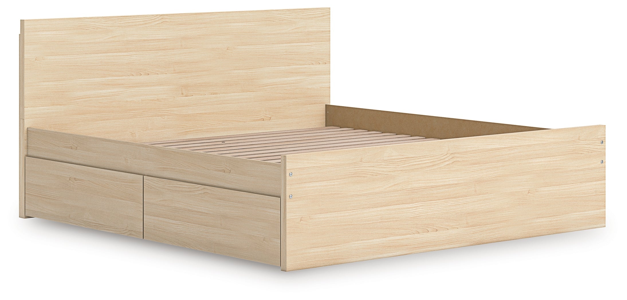 Onita Natural King Panel Platform Bed with Storage