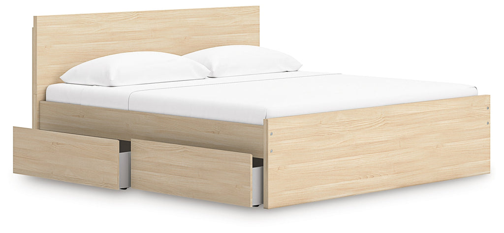 Onita Natural King Panel Platform Bed with Storage