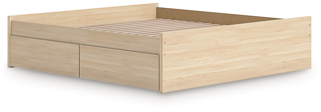 Onita Natural King Platform Bed with 1 Side Storage
