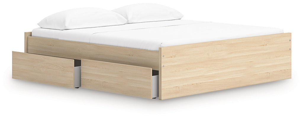 Onita Natural King Platform Bed with 1 Side Storage
