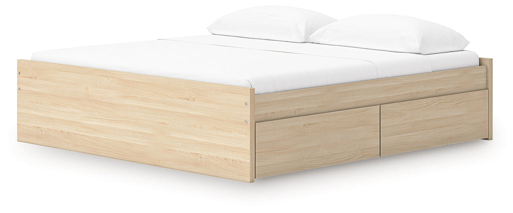 Onita Natural King Platform Bed with 2 Side Storage