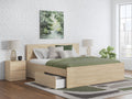 Onita Natural Queen Panel Platform Bed with 1 Side Storage