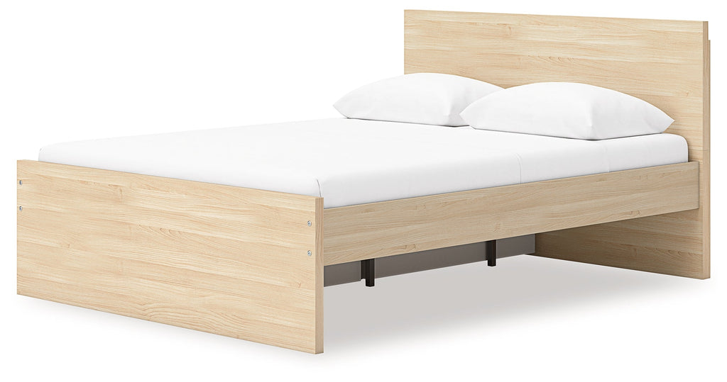 Onita Natural Queen Panel Platform Bed with 1 Side Storage