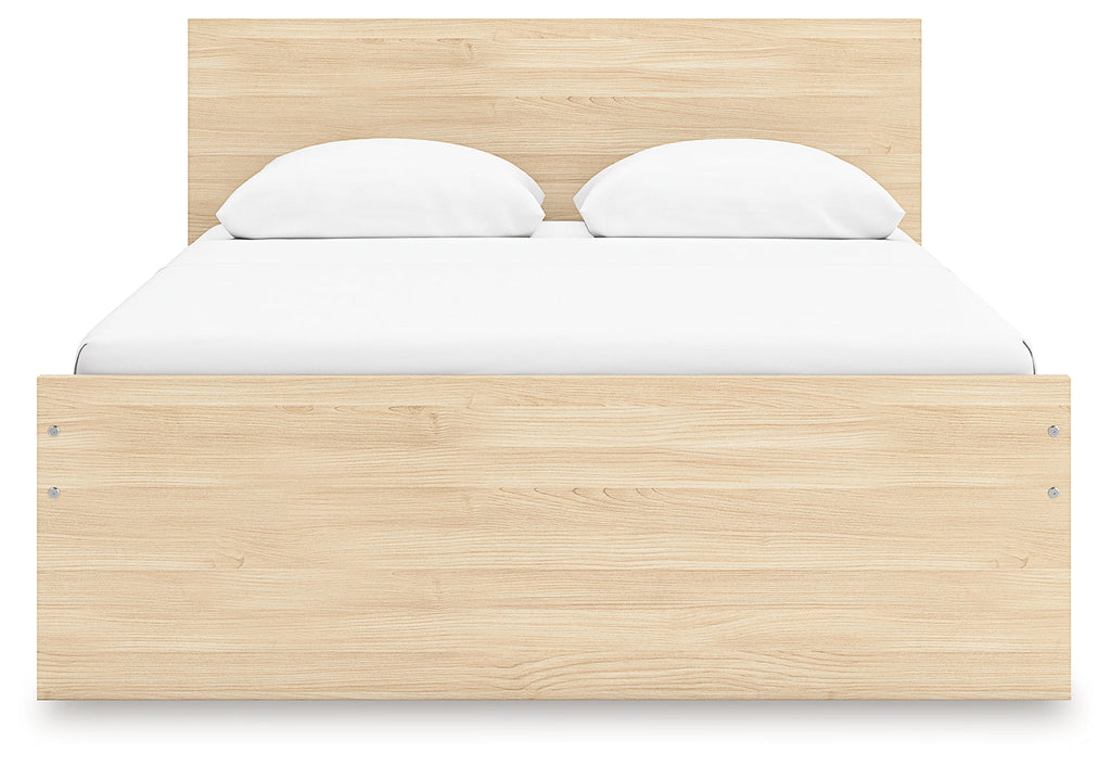 Onita Natural Queen Panel Platform Bed with 1 Side Storage