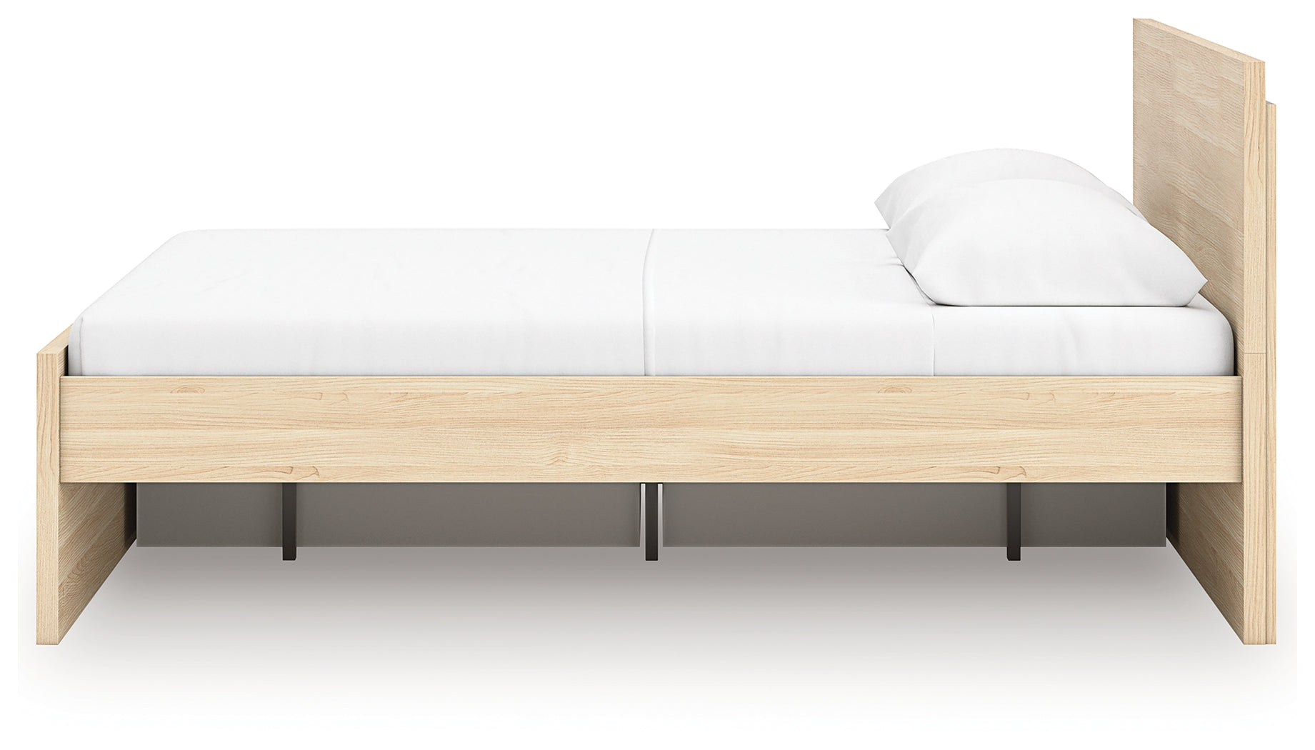 Onita Natural Queen Panel Platform Bed with 1 Side Storage