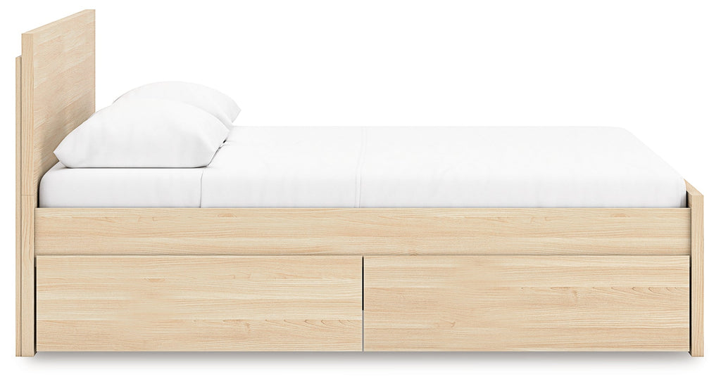 Onita Natural Queen Panel Platform Bed with 1 Side Storage