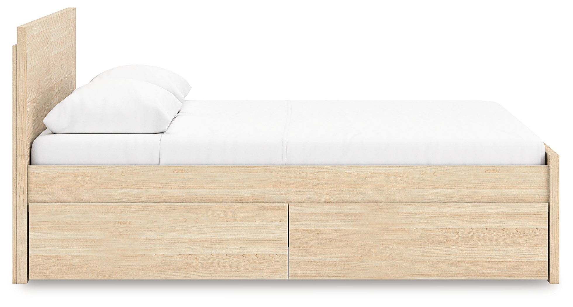 Onita Natural Queen Panel Platform Bed with 1 Side Storage
