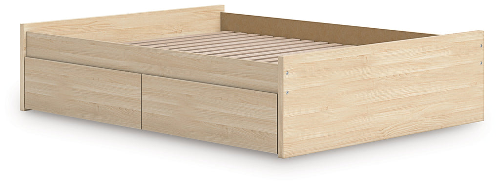 Onita Natural Queen Platform Bed with 1 Side Storage