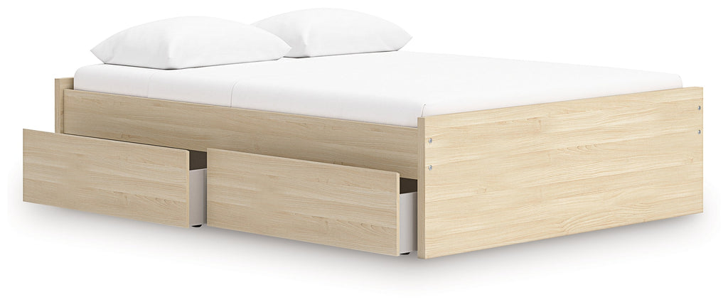 Onita Natural Queen Platform Bed with 1 Side Storage