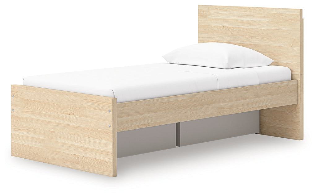 Onita Natural Twin Panel Platform Bed with 1 Side Storage