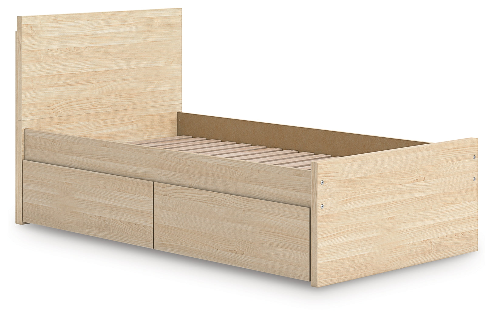 Onita Natural Twin Panel Platform Bed with 1 Side Storage