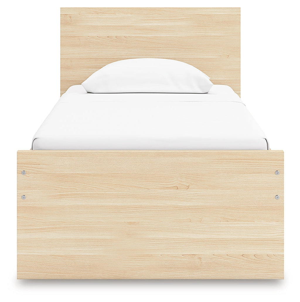 Onita Natural Twin Panel Platform Bed with 1 Side Storage