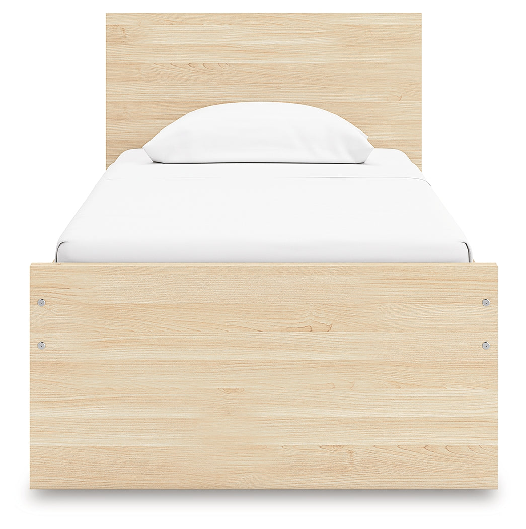 Onita Natural Twin Panel Platform Bed with 1 Side Storage