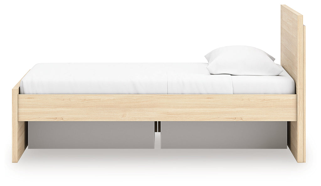 Onita Natural Twin Panel Platform Bed with 1 Side Storage