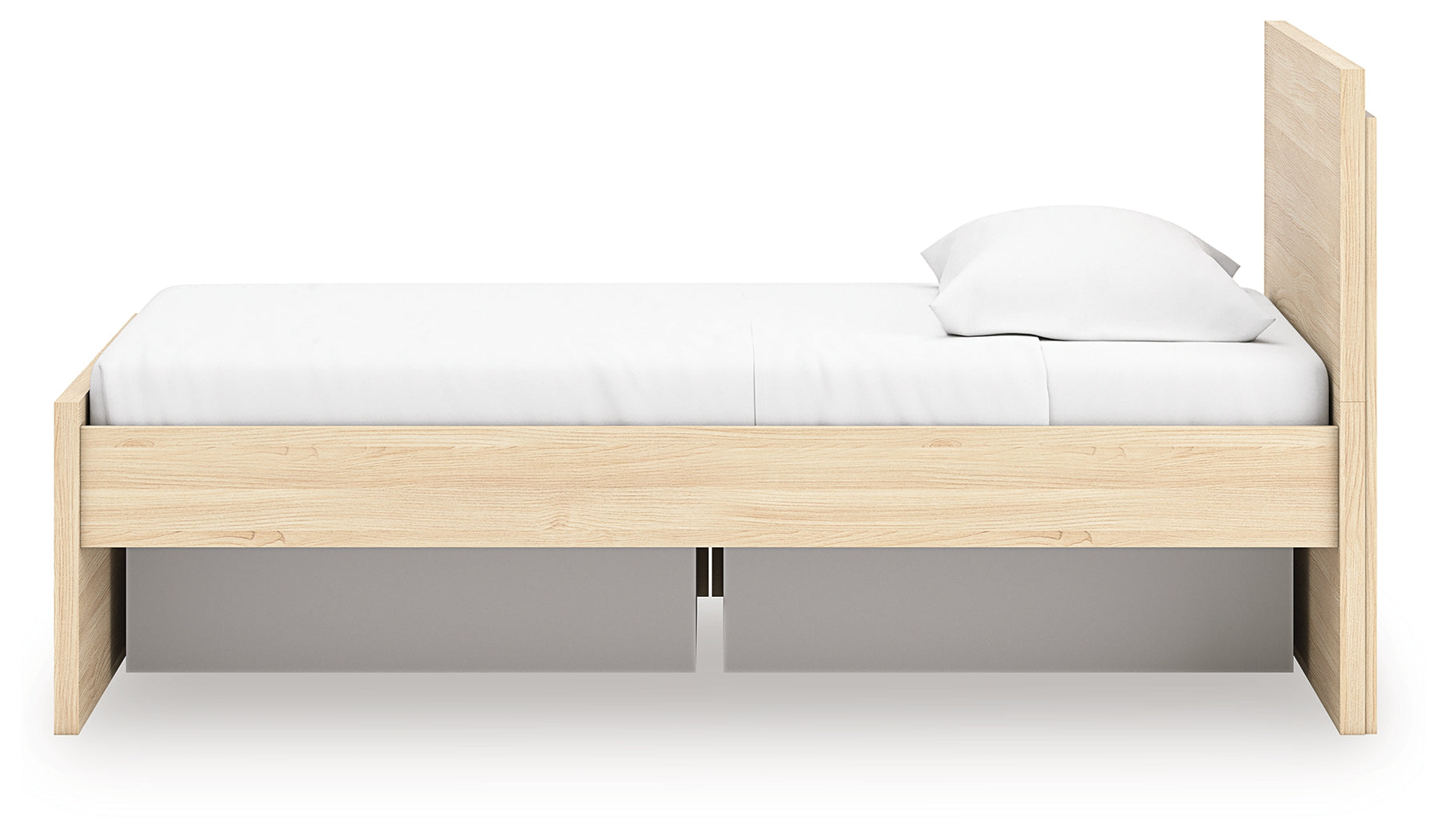 Onita Natural Twin Panel Platform Bed with 1 Side Storage
