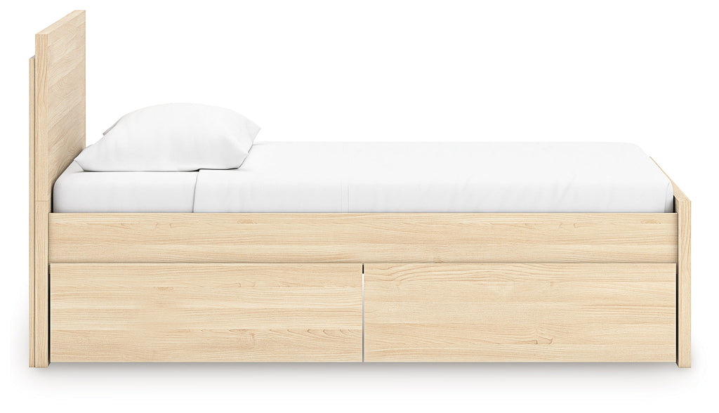 Onita Natural Twin Panel Platform Bed with 1 Side Storage
