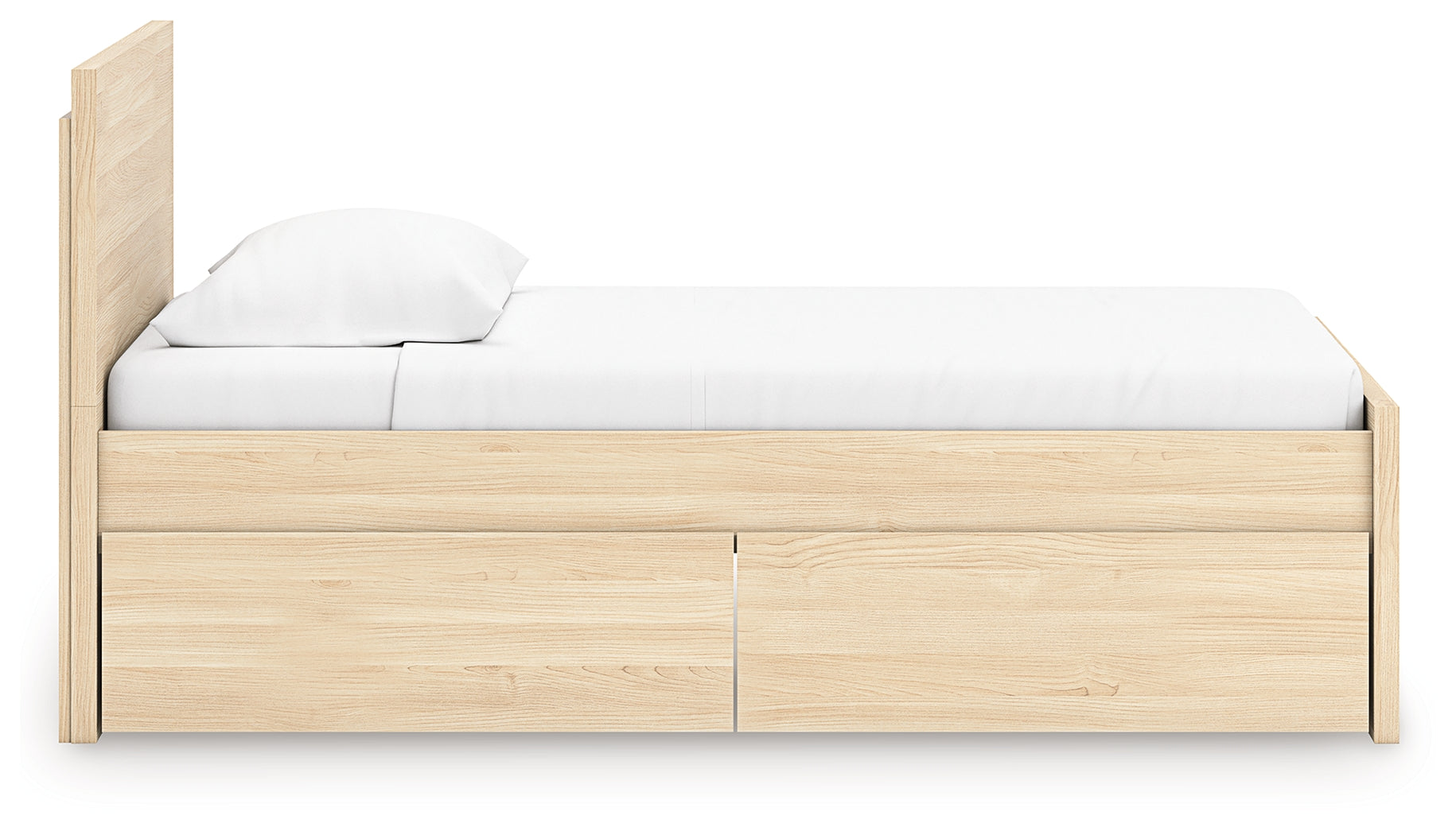 Onita Natural Twin Panel Platform Bed with 1 Side Storage