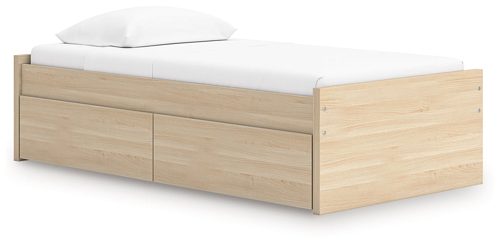 Onita Natural Twin Platform Bed with 1 Side Storage