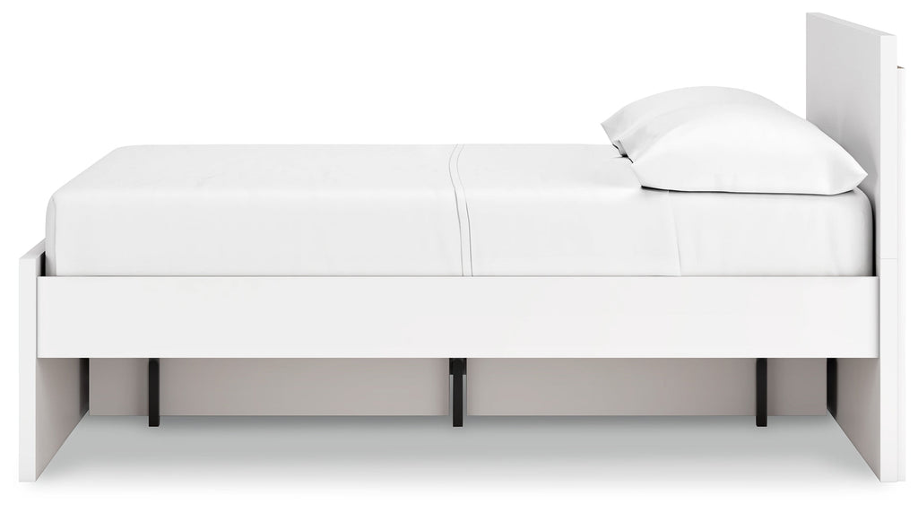 Onita White Full Panel Platform Youth Bed with 1 Side Storage