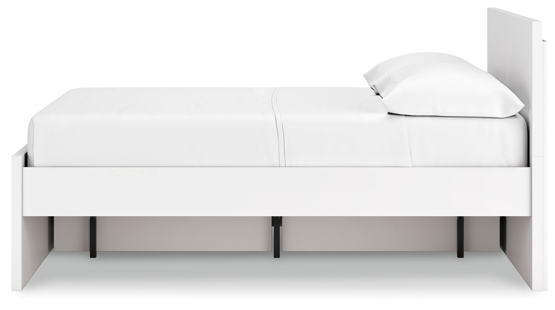Onita White Full Panel Platform Youth Bed with 1 Side Storage