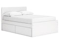 Onita White Full Panel Platform Youth Bed with 1 Side Storage
