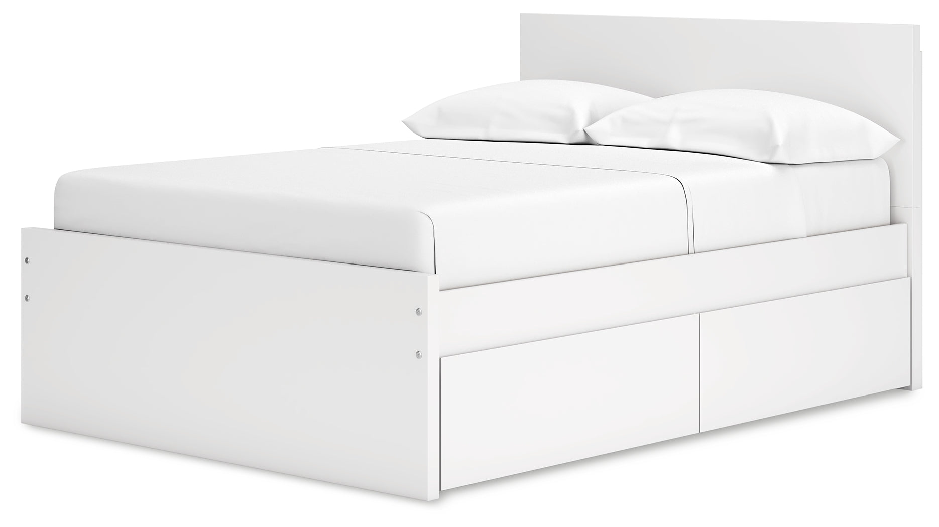 Onita White Full Panel Platform Youth Bed with 2 Side Storage
