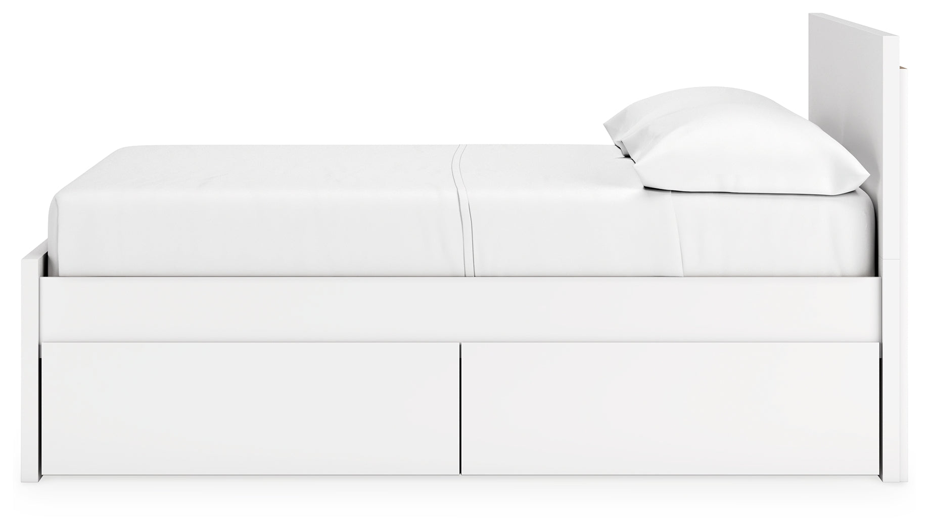 Onita White Full Panel Platform Youth Bed with 2 Side Storage
