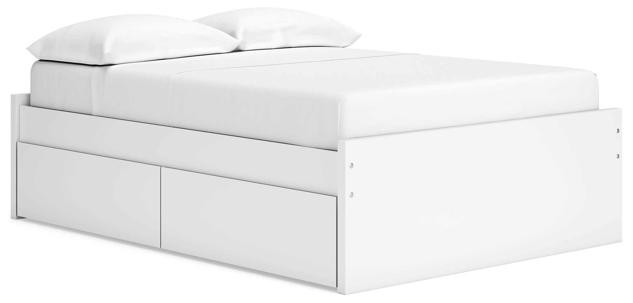 Onita White Full Platform Youth Bed with 1 Side Storage
