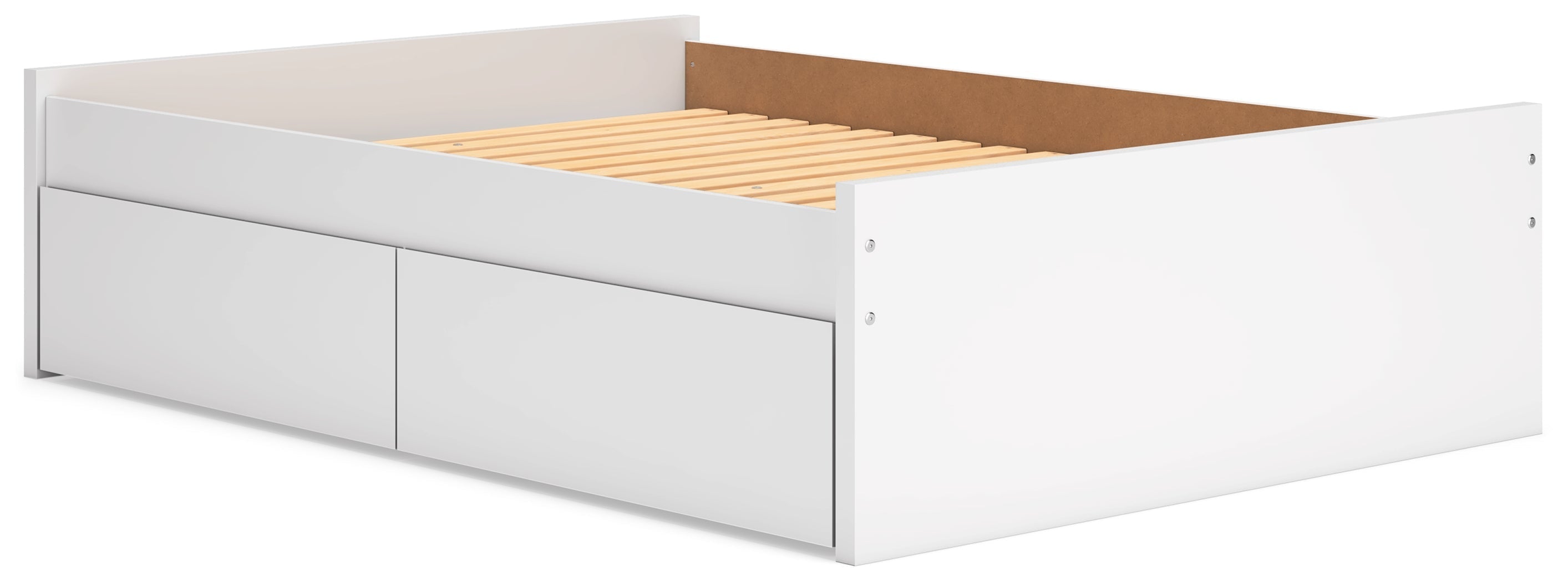 Onita White Full Platform Youth Bed with 1 Side Storage