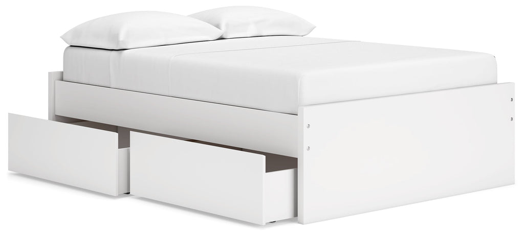 Onita White Full Platform Youth Bed with 1 Side Storage
