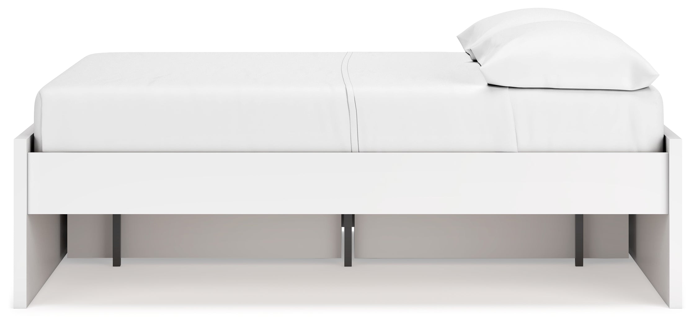 Onita White Full Platform Youth Bed with 1 Side Storage