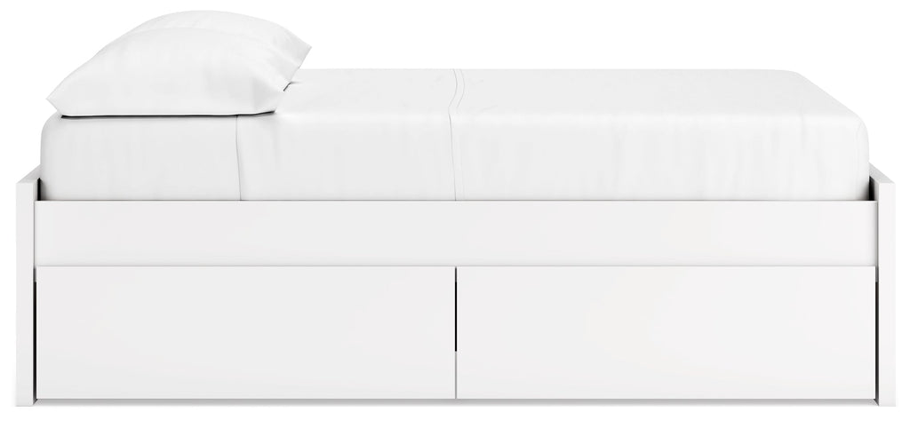 Onita White Full Platform Youth Bed with 1 Side Storage